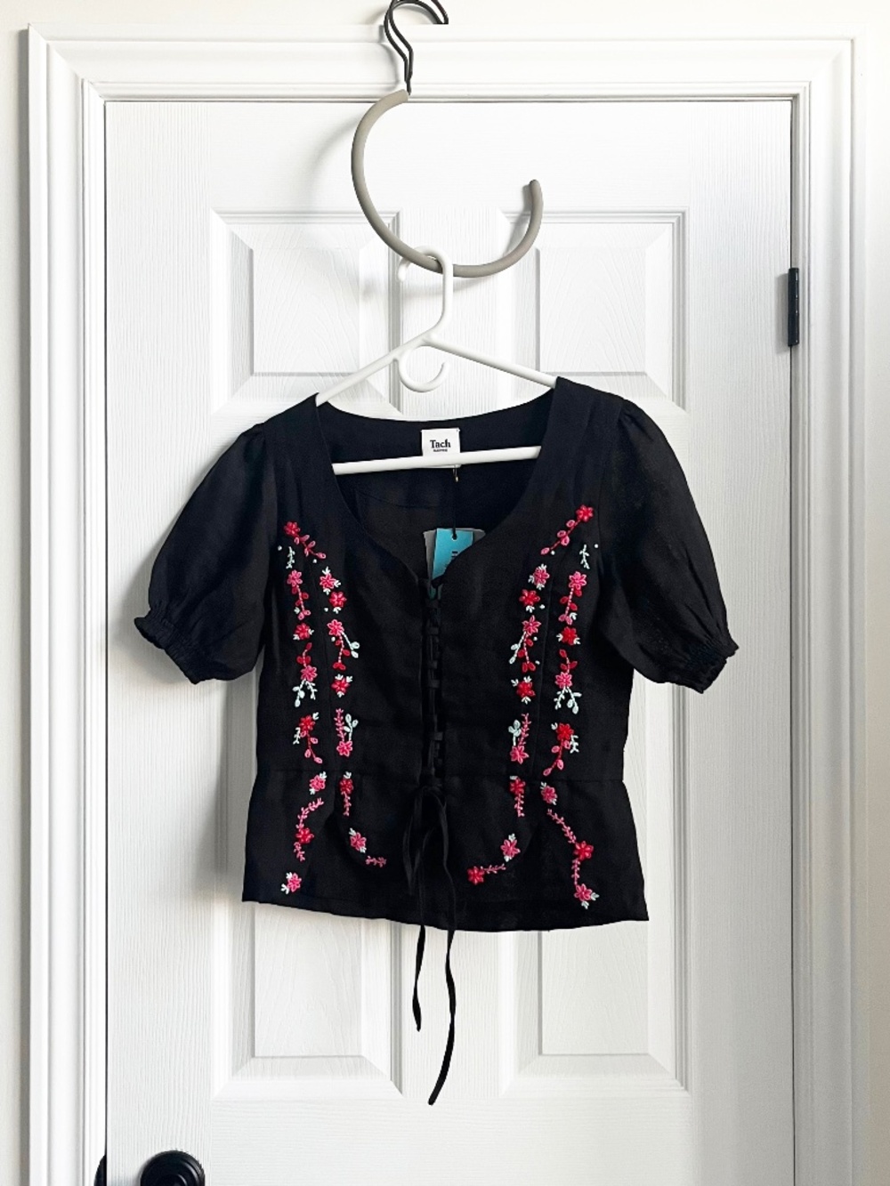 NEW: TACH Clothing - Fortunata Black Hand Embroidered Corset Top